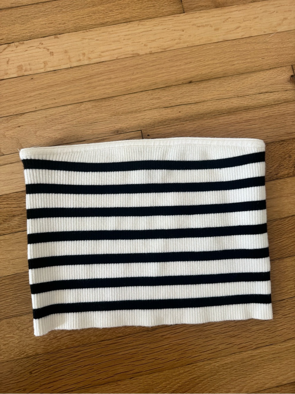Edikted Black & White Striped Ribbed Knit Tube Top